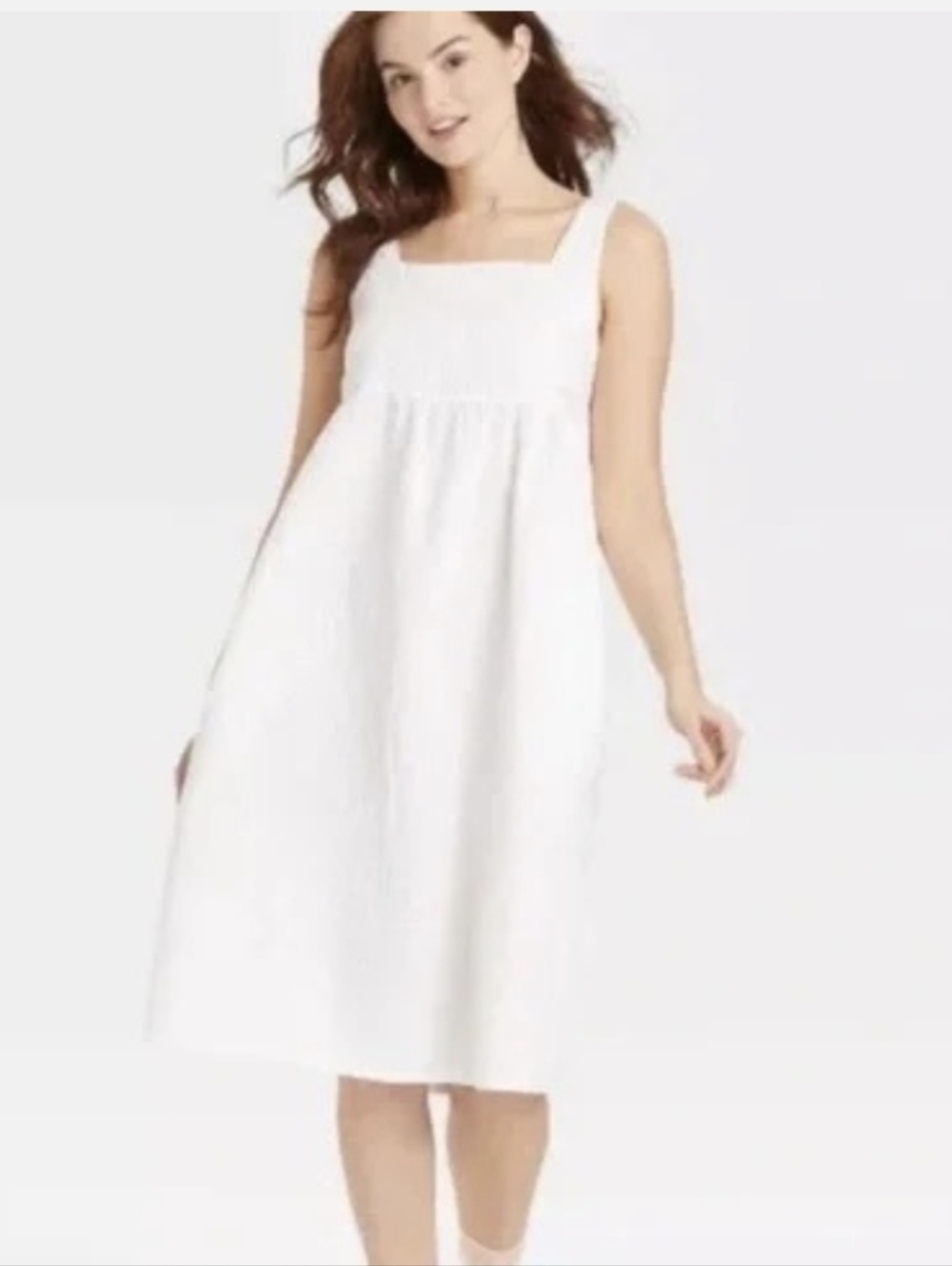 White Square Neck Sleep Dress Large